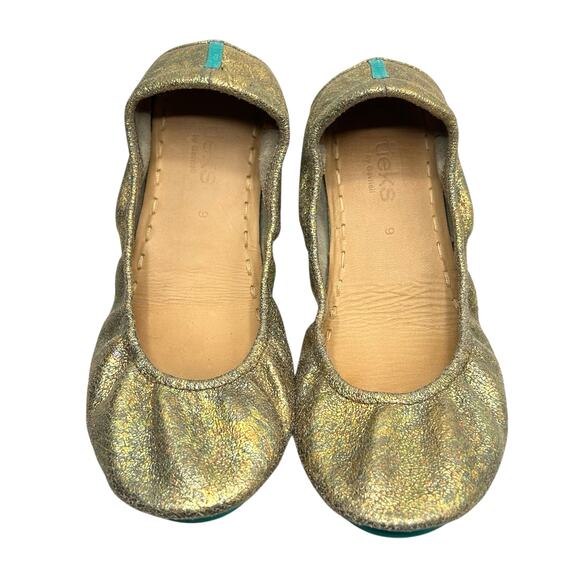Starstruck Tieks Gold Iridescent Leather Flats Size 9 Glam Coquette Minimalist - Picture 1 of 9